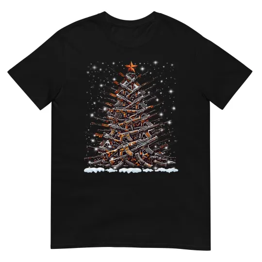 Discover Guns Christmas Tree Funny Men Xmas 2024 for Gun Lover T-Shirt