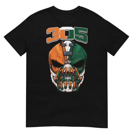 Discover Miami 305 Mask Gritty Orange Green South Florida Design T-Shirt