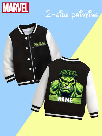 Discover MINISO Marvel boys' baseball jacket - featuring a domineering Hulk print, double-sided pattern design, perfect for spring and au