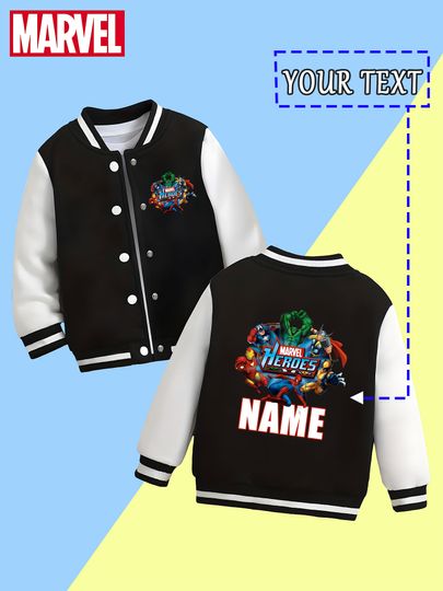 Discover MINISO Marvel Boys Baseball Jacket - Marvel Hero Collection Print, Colorful, Warm and Stylish for Fall and Winter, Suitable for