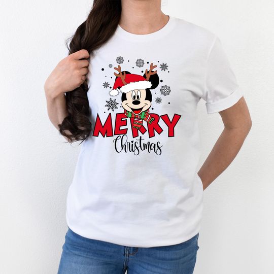 Discover Disney Merry Christmas Shirt, Mickey & Minnie Holiday Tee