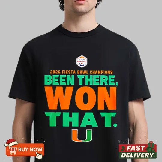 Discover Miami Hurricanes 2026 Fiesta Bowl Champions TShirt - Full Size
