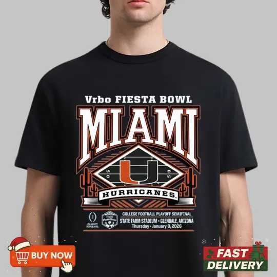 Discover Miami Hurricanes Vrbo Fiesta Bowl Champions 2026 TShirt - Full Color, Full Size