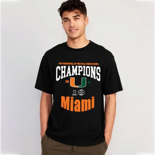 Discover Miami Hurricanes 2026 CFP Semifinal At The Vrbo Fiesta Bowl Champions TShirt