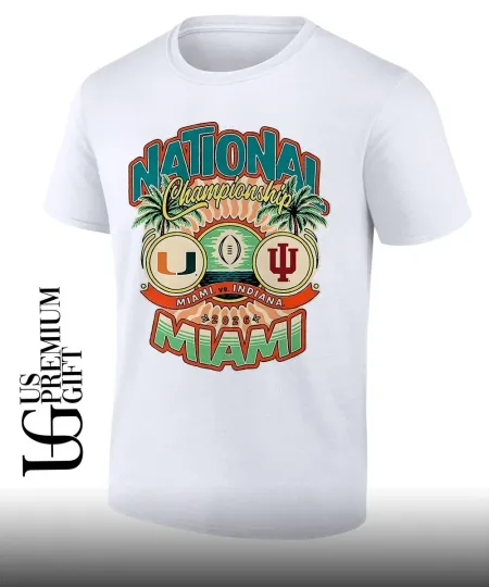 Discover Miami Hurricane Indiana Hoosier CFP 2026 national Championship matchup T-shirt