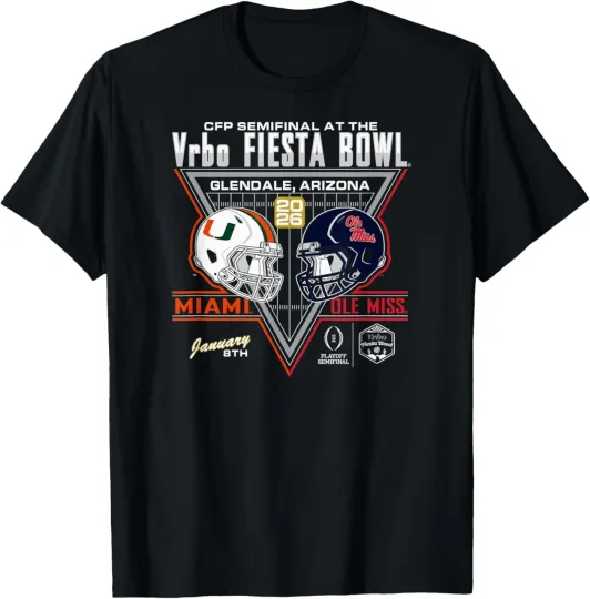 Discover Miami Hurricanes v Ole Miss Rebels CFP Semi Fiesta Bowl 2026 T-Shirt