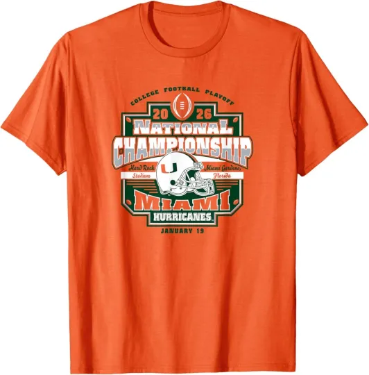 Discover Miami Hurricanes CFP National Championship 2026 Icon Orange T-Shirt