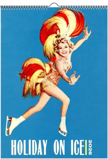 Discover 2026 Vertical Wall Calendar Ice Skating Pinup Vintage Movie Posters 12 Pages