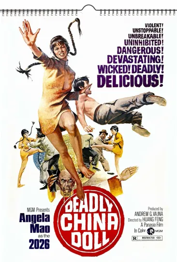 Discover 2026 Vertical Wall Calendar Kung Fu Lady Vintage Movie Posters