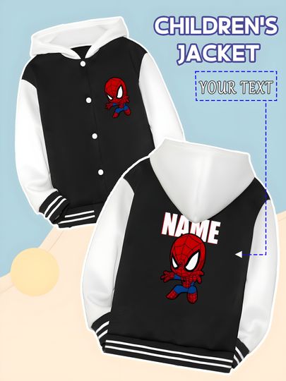 Discover Marvel Boys Baseball Jacket - Simple design with Q version of Spider-Man, cute but not childish, perfect for daily school