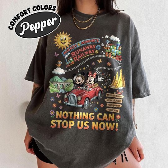 Discover Nothing Can Stop Us Now Shirt, Mickey And Minnie Runaway Railway T-Shirt