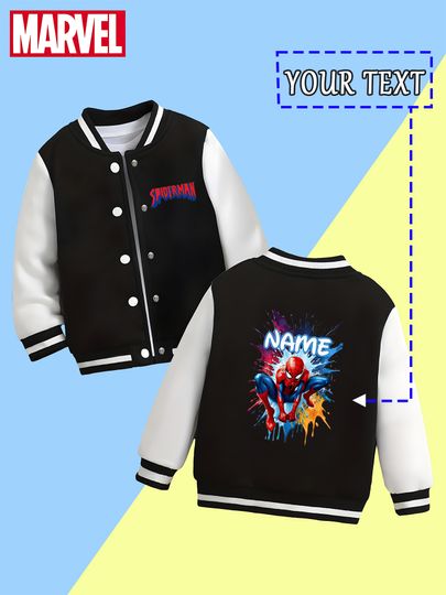 Discover Marvel Boys Baseball Jacket - Spider-Man ink-splashed design, full of artistic sense, very unique for cultural activities