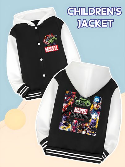 Discover Marvel Avengers Heroes Collection Boys' Baseball Jacket - Avengers heroes domineering prints, double-sided presentation o