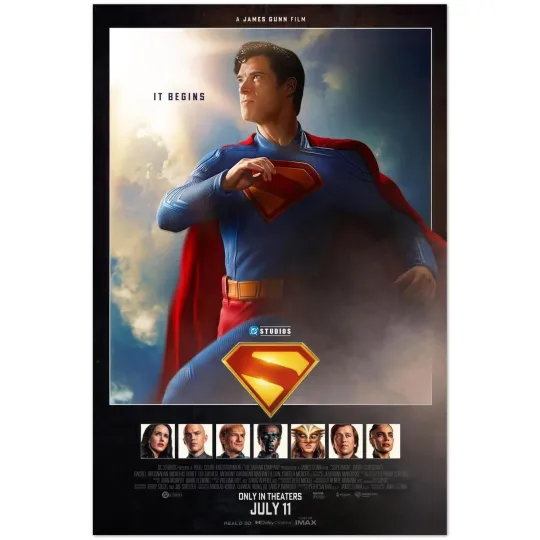 Superman 2025 Movie Poster, James Gunn Film Unframed Vertical Poster