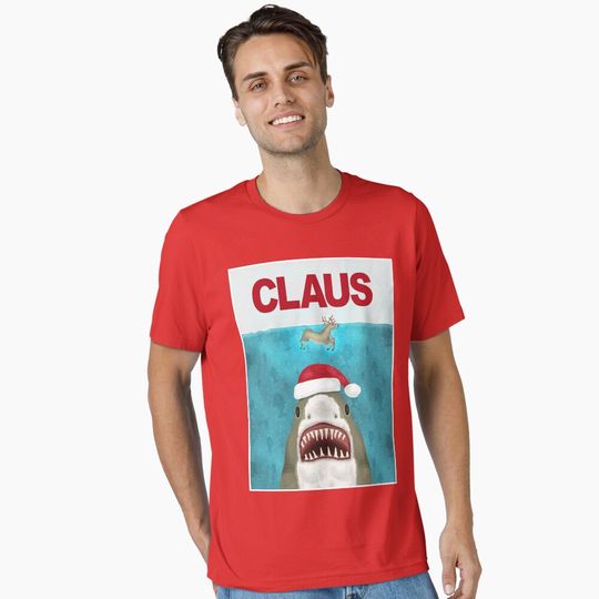 Discover Funny Christmas Santa Claus Shark Reindeer Humor Essential T-Shirt