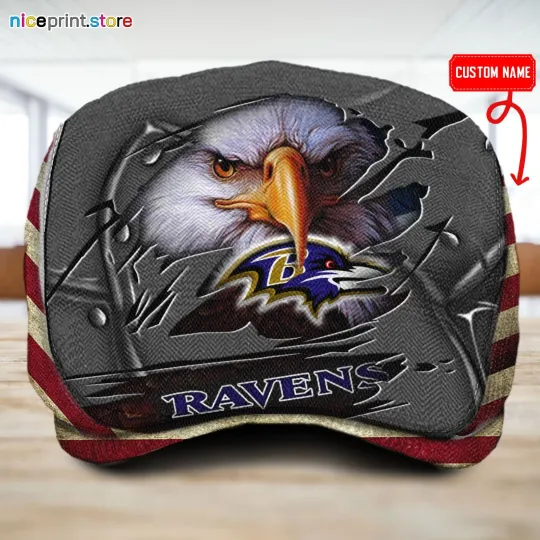 Discover Baltimore Team Ravens Jeff Cap football Beret Hat Flat Cap football Golf Cap Ravens Driver