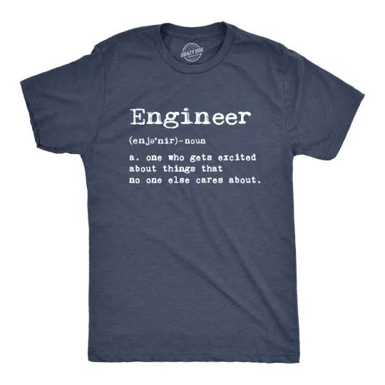 Discover Mens Engineer Definition T Shirt Funny Sarcastic Science Tee