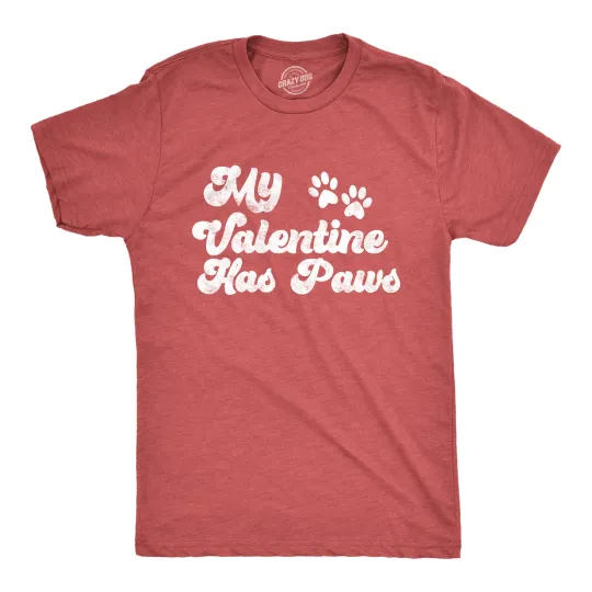Discover Mens My Valentine Has Paws T Shirt Funny Dog Tee Valentines Day T Shirt