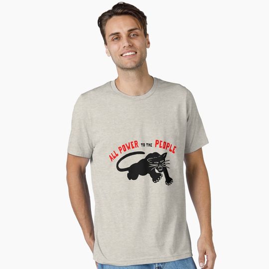 Discover BLACK PANTHERS: 'All Power to the People': Original Black with Red Text on Cream Essential T-Shirt