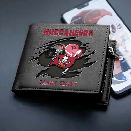 Discover Personalized Tampa Bay Football Team Buccaneerss Leather Wallet, Gift For Fans