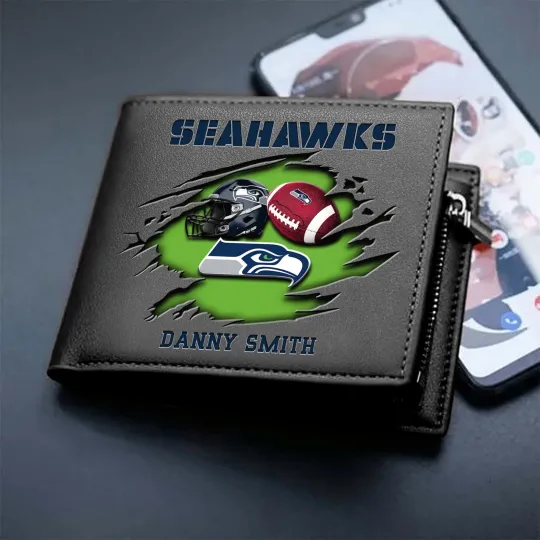 Discover Personalized Seattle Football Team Seahawkss Leather Wallet, Gift For Fans