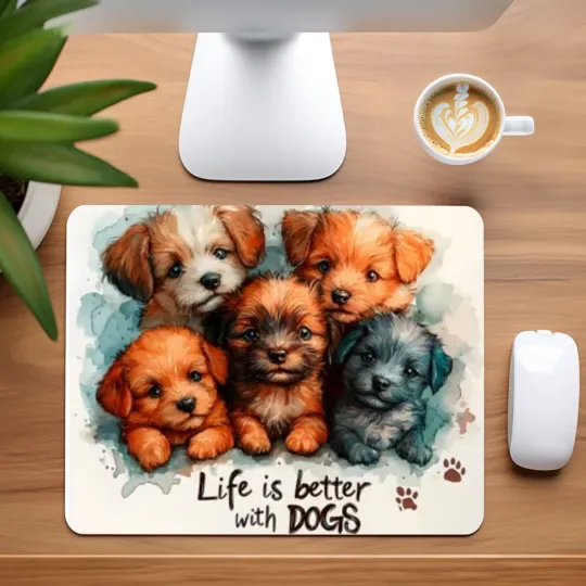 Discover Life Is Better with Dogs Mouse Pad for Home Office