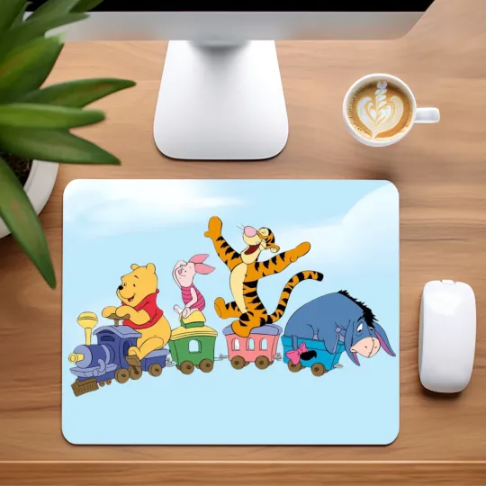 Discover Pooh & Friends Riding Train Mouse Pad for Home Office