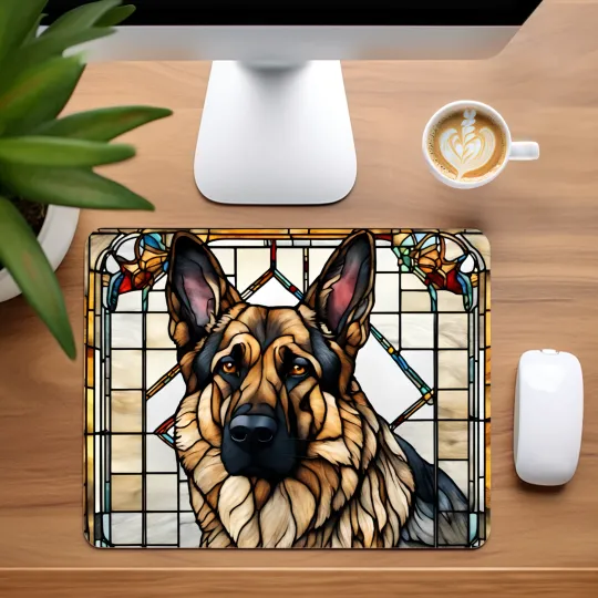 Discover Stained Glass German Sheperd Mouse Pad for Home Office