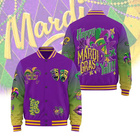 Discover Mardi Gras Baseball Jacket,  Fleur De Lis Shirt, Louisiana  Party Shirt, New Orleans Jacket, Fat Tuesday Outfit