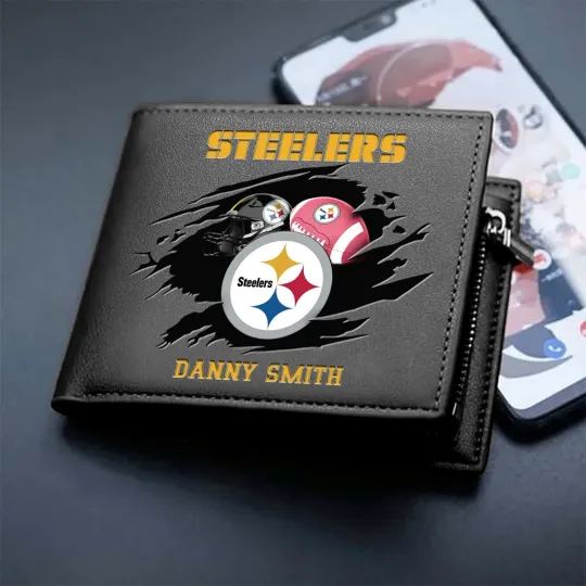 Discover Personalized Pittsburgh Football Team Steelerss Leather Wallet, Gift For Fans