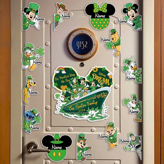 Discover Personalized Disney Dream Cruise Fridge Magnet, St Patrick Mickey Leprechaun Custom Shape Magnet, Family Name Die Cut Magnet
