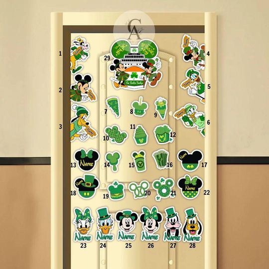 Discover Personalized Mickey & Friends Happy St. Patrick's Day Disney Cruise Magnet, Disney Family Patrick Cruise Ship Stateroom Door, Lucky Shamrock