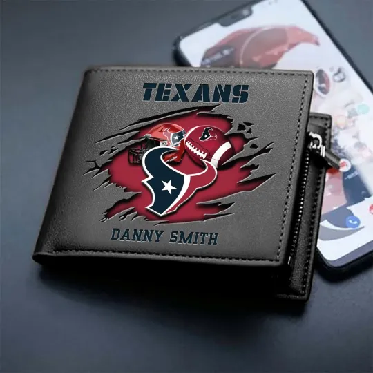 Discover Personalized Houston Football Team Texanss Leather Wallet, Gift For Fans