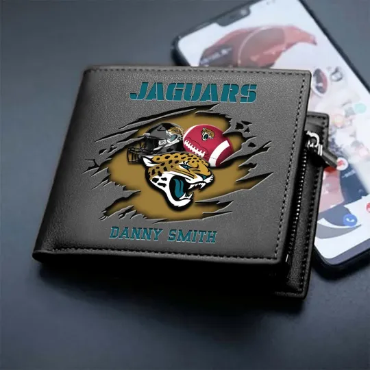 Discover Personalized Jacksonville Football Team Jaguarss Leather Wallet, Gift For Fans
