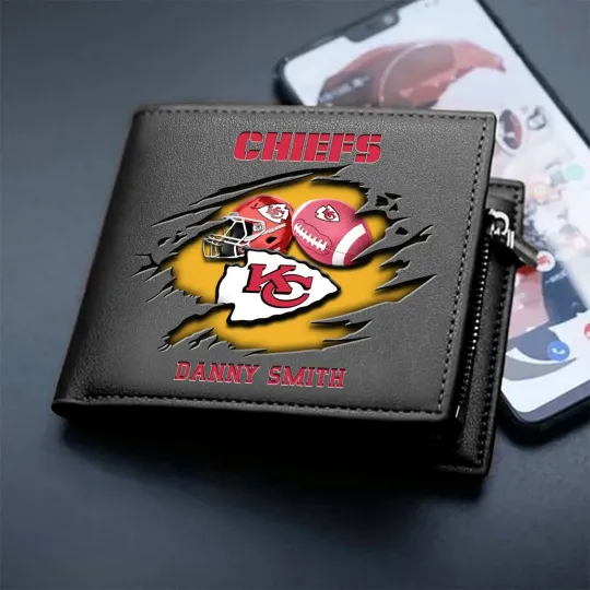 Discover Personalized Kansas City Football Team Chiefss Leather Wallet, Gift For Fans