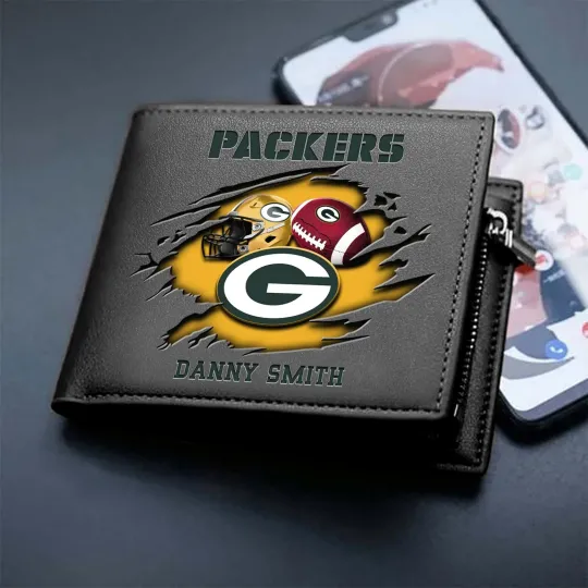 Discover Personalized Green Bay Football Team Packerss Leather Wallet, Gift For Fans