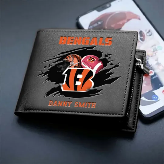 Discover Personalized Cincinnati Football Team Bengalss Leather Wallet, Gift For Fans