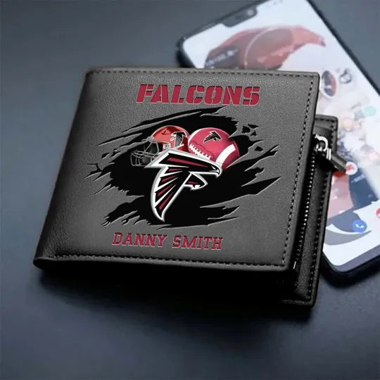 Discover Personalized Atlanta Football Team Falconss Leather Wallet, Gift For Fans