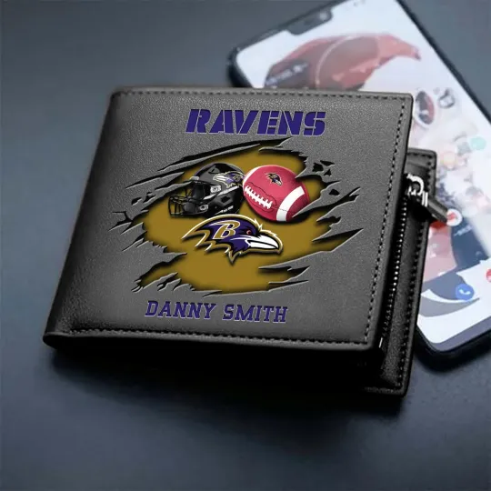 Discover Personalized Baltimore Football Team Ravenss Leather Wallet, Gift For Fans