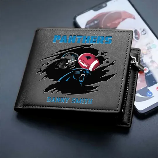 Discover Personalized Carolina Football Team Pantherss Leather Wallet, Gift For Fans