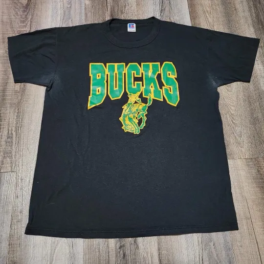 Discover Russell Athletic BUCKS T-shirt Size L Made In USA Vintage Short Sleeve