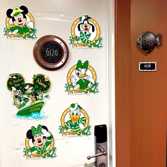 Personalized Disney Cruise St Patrick Fridge Magnet, Mickey Irish Outfit Custom Shape Magnet, Disney Ship Die Cut Magnet, Family Cabin Decor