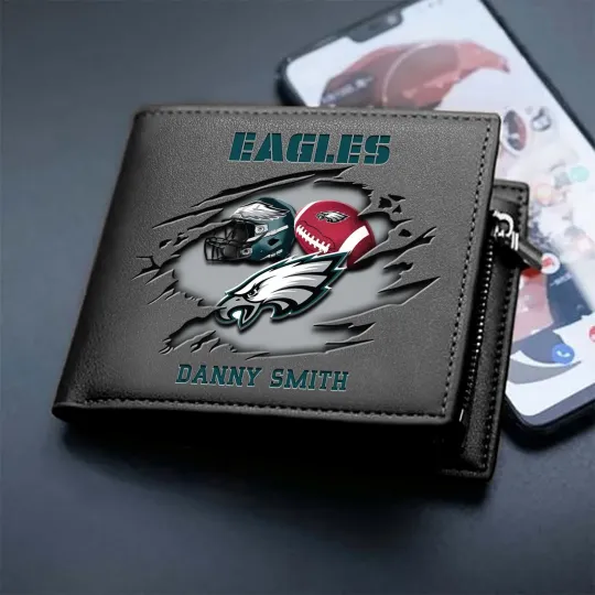 Discover Personalized Philadelphia Football Team Eagless Leather Wallet, Gift For Fans