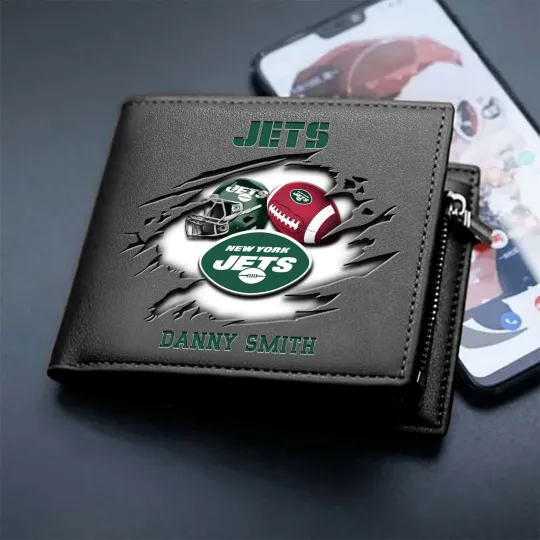 Discover Personalized New York Football Team Jetss Leather Wallet, Gift For Fans