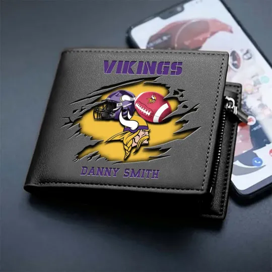 Discover Personalized Minnesota Football Team Vikingss Leather Wallet, Gift For Fans