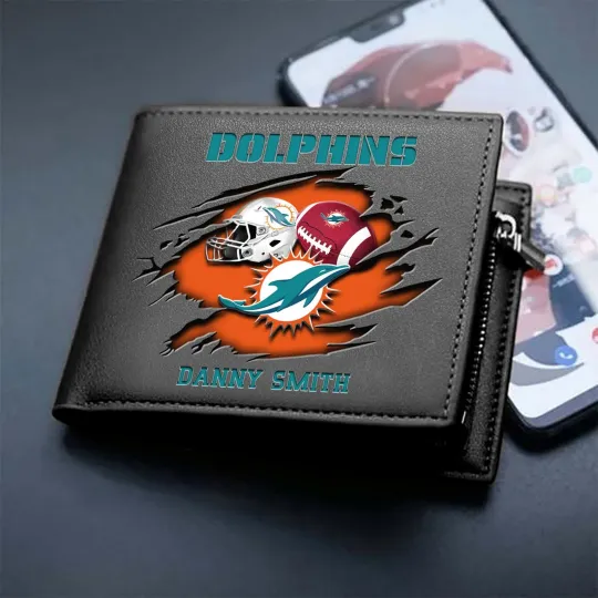 Discover Personalized Miami Football Team Dolphinss Leather Wallet, Gift For Fans