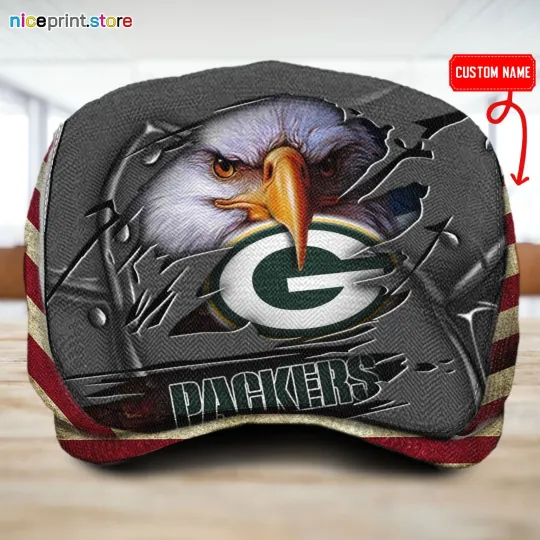 Discover Green Bay Team Packers Jeff Cap football Beret Hat Flat Cap football Golf Cap Driver