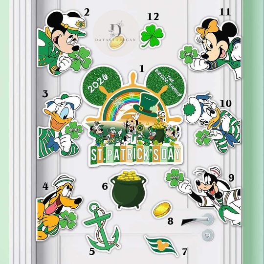 Discover Personalized St. Patrick's day Disney Cruise Line magnet, Mickey & friends magnet, Lucky Irish shamrock magnet Saint Patricks Clover magnet