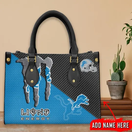 Discover Personalized Detroit Football Team Lionss  leather handbag
