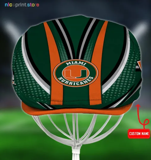 Discover Miami Team Hurricanes Jeff Cap NCAA Jeff Cap Newsboy Cap Driving Cap Golf Cap
